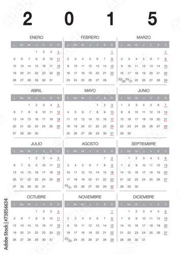 Calendar 2015 Spanish