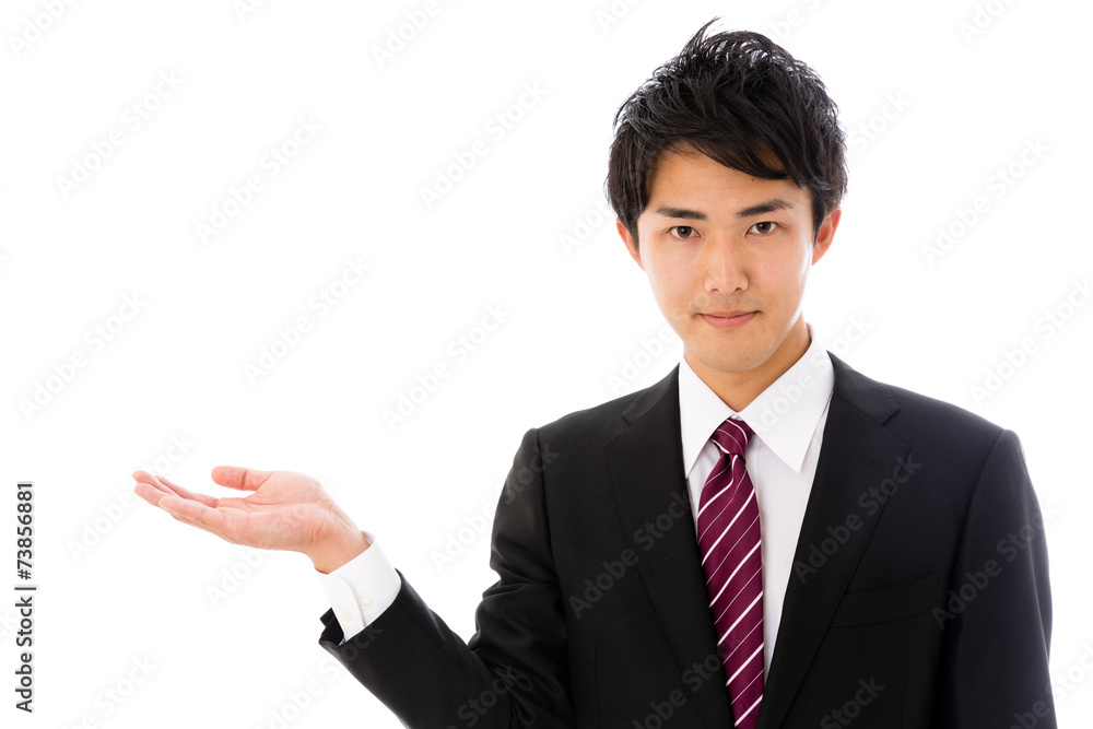 asian businessman showing on white background asian businessman showing on white background