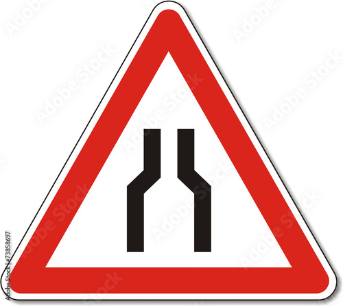 Verkehrszeichen, verengte Fahrbahn