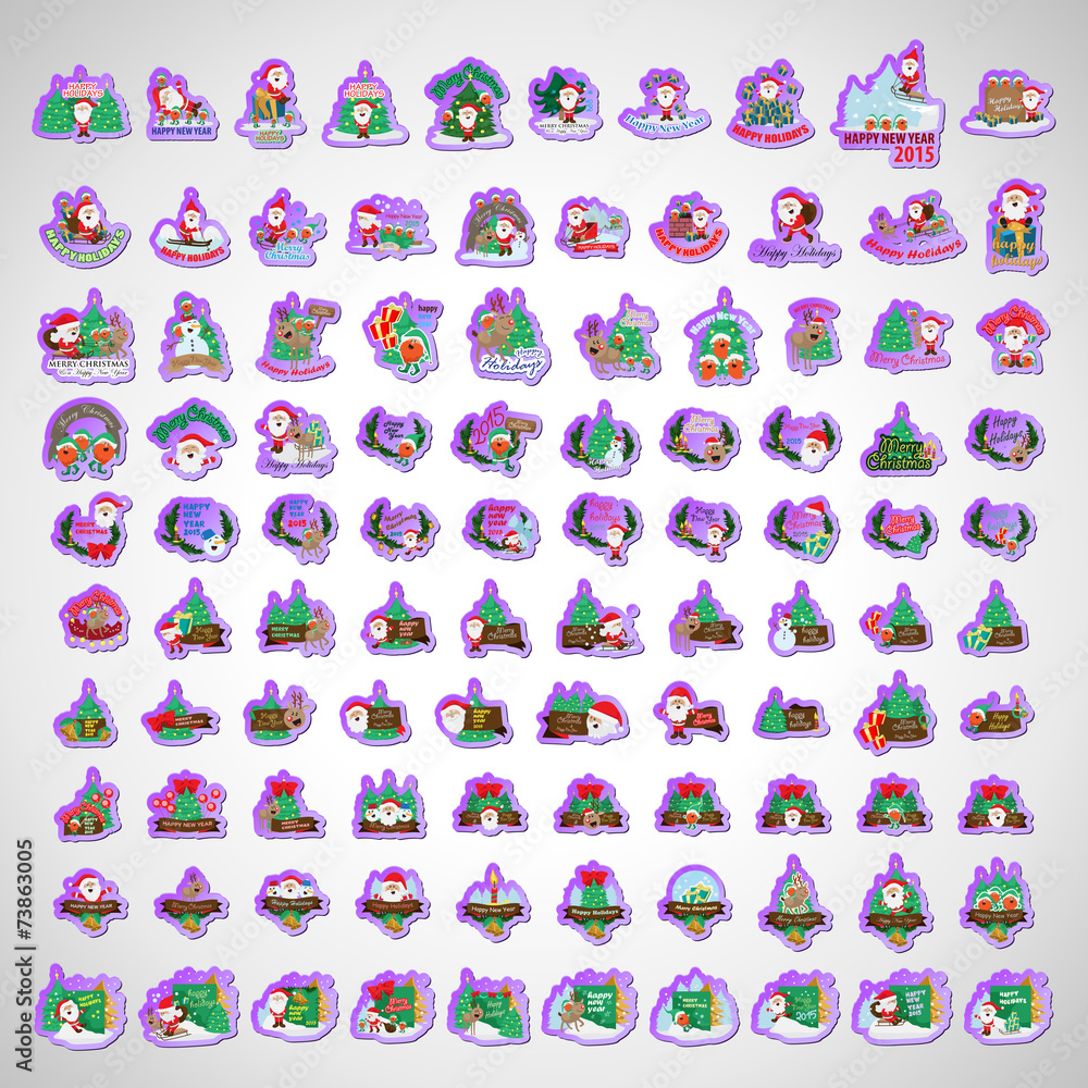 Christmas Icons And Elements Set - Isolated On Gray Christmas Icons And Elements Set - Isolated On Gray