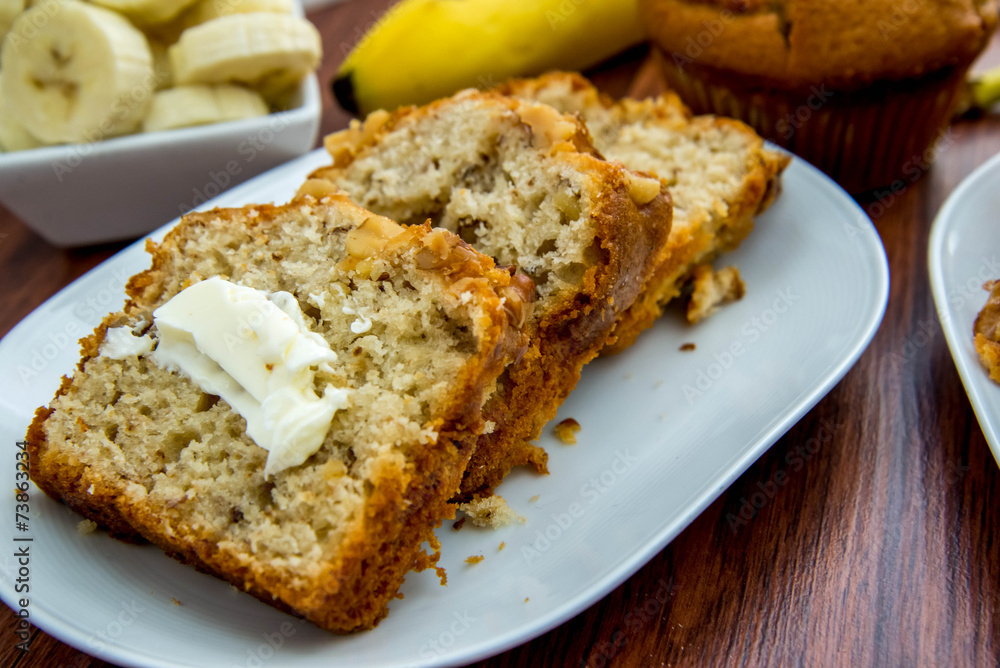 fresh buttered banana walnut bread fresh buttered banana walnut bread