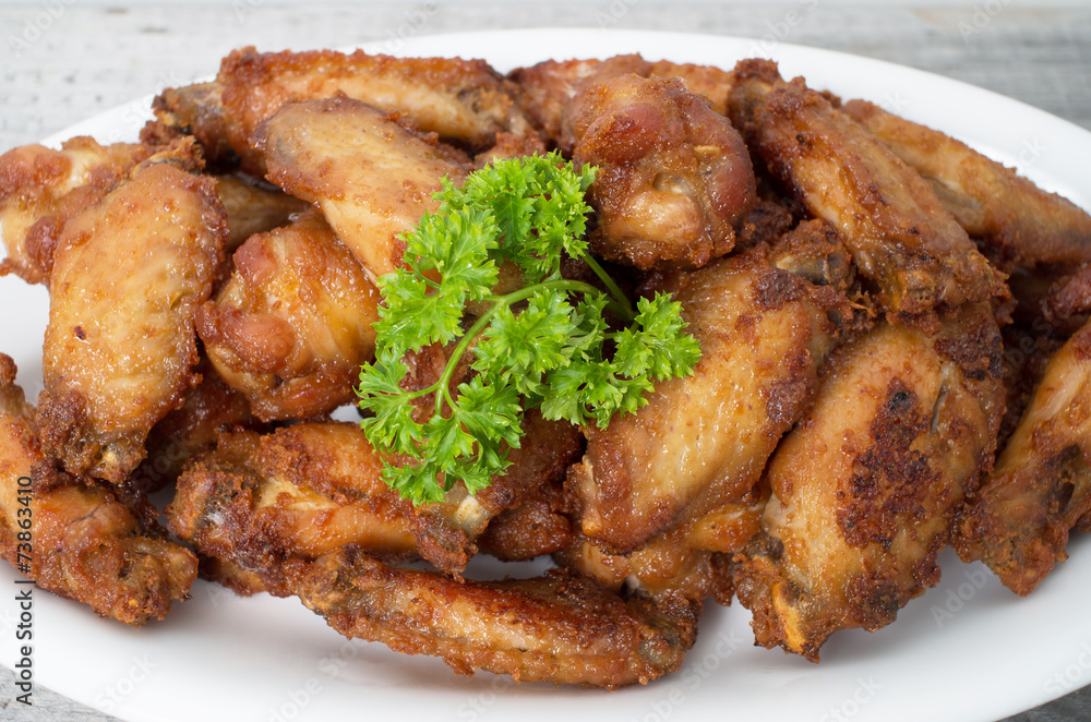 Close Up Deep Fried Chicken Wings Close Up Deep Fried Chicken Wings