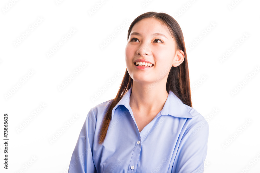 Young business woman standing isolated on white Young business woman standing isolated on white