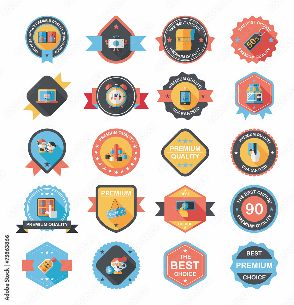 shopping badge banner flat design background set, eps10 shopping badge banner flat design background set, eps10
