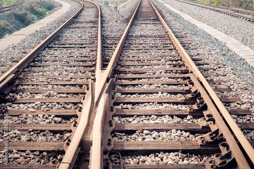 closeup of the railway track