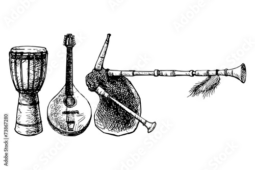 Ethnic Musical Instruments Vector