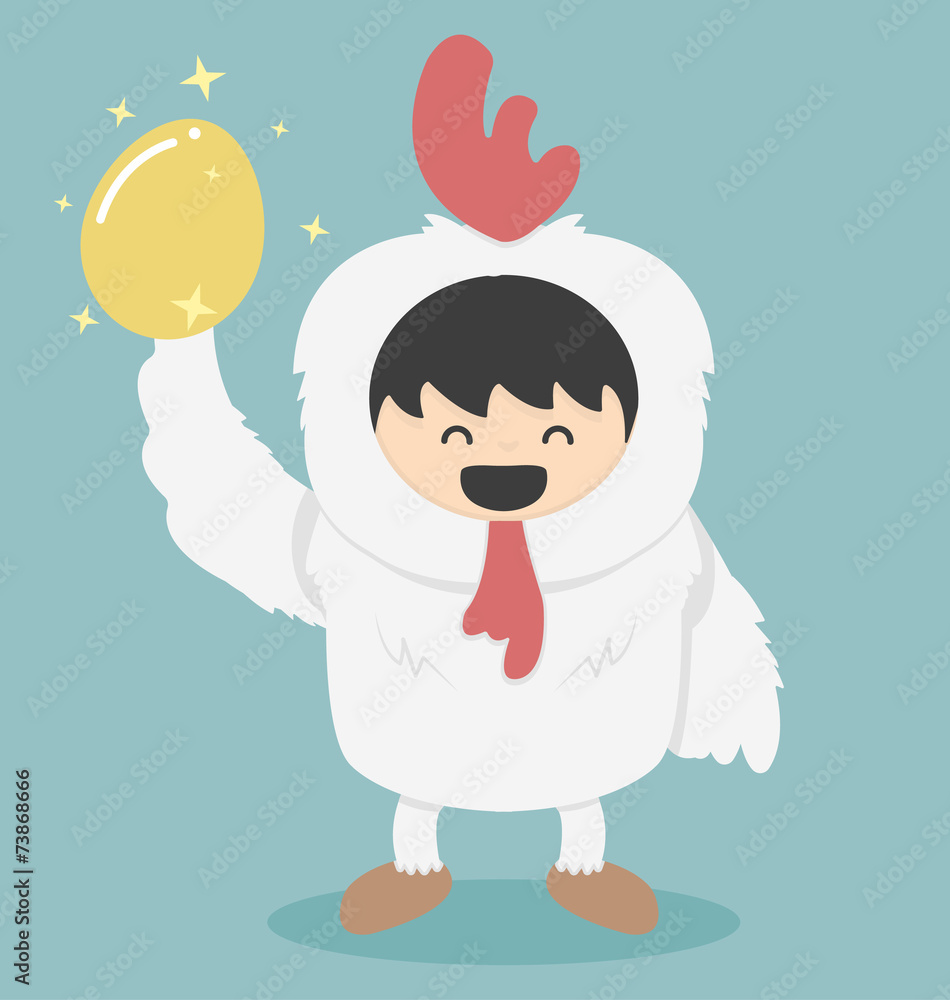 Chicken white and golden egg Chicken white and golden egg