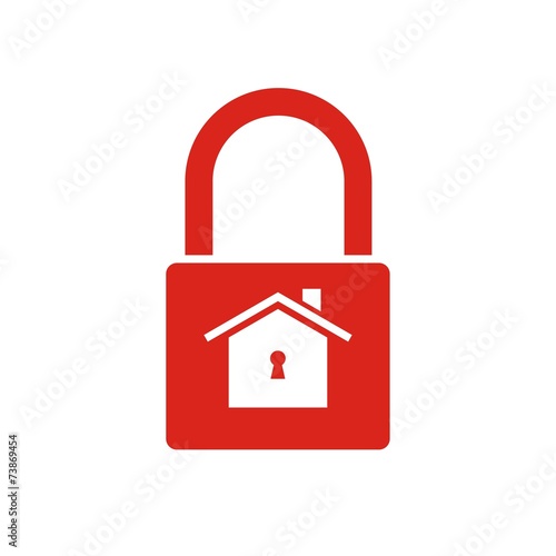 Icono candado casa cerrado rojo