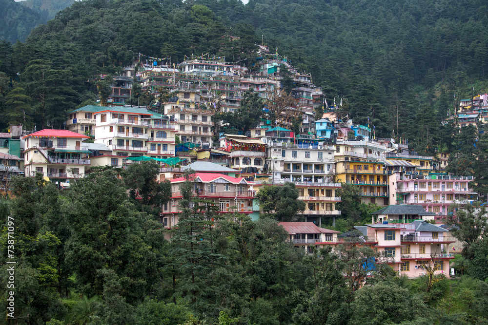 Houses at Himalaya mountains in Dharamshala, India