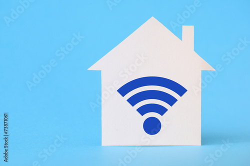 Paper house with wi-fi symbol