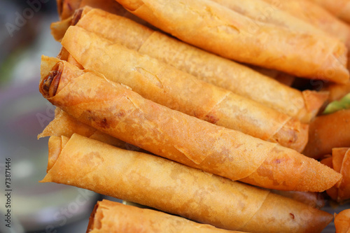 Fried spring rolls in the market