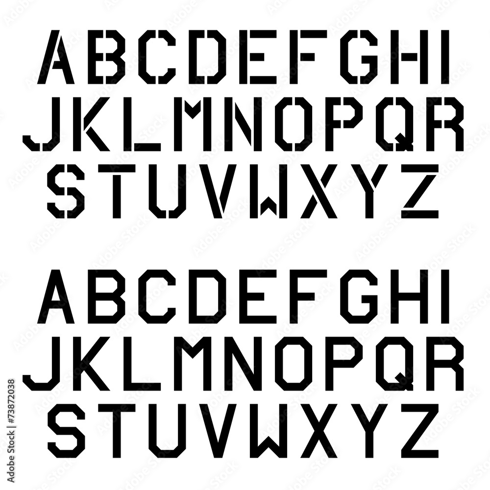 vector stencil angular font alphabet letters