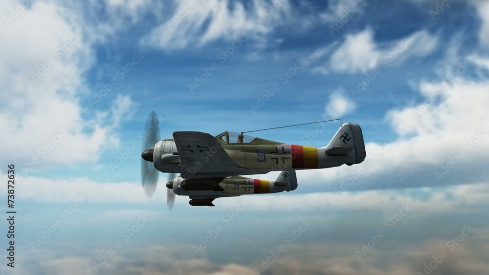 F190 WW2 Focke-Wulf FW 190 Airplane in fly - close up 素材庫影片 | Adobe Stock