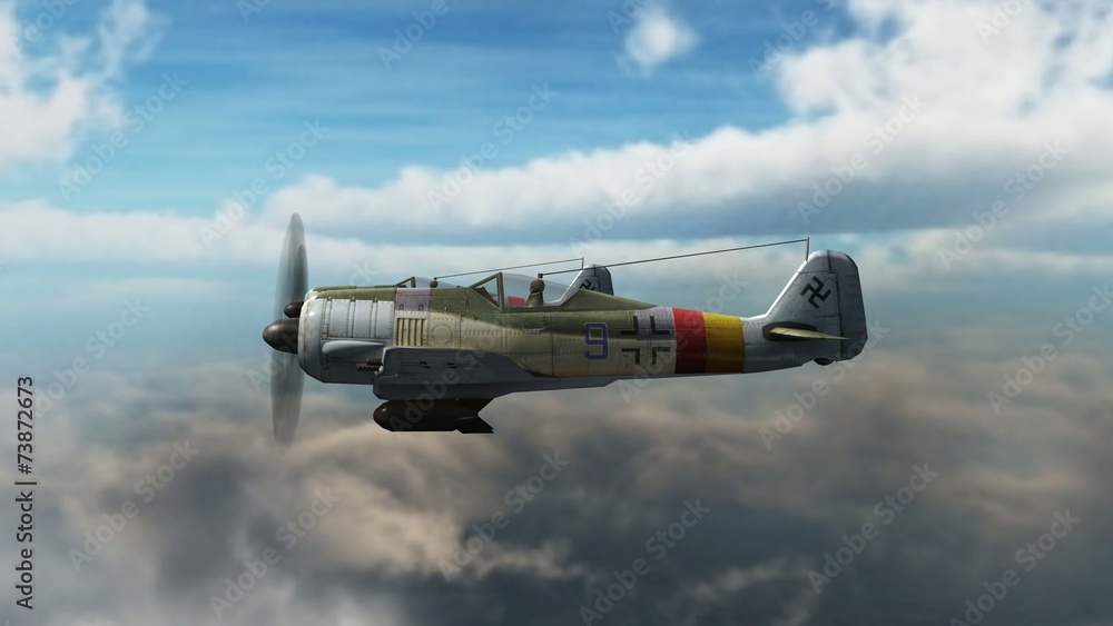 F190 Vidéo Stock WW2 Focke-Wulf FW 190 Airplane in fly - close up | Adobe Stock