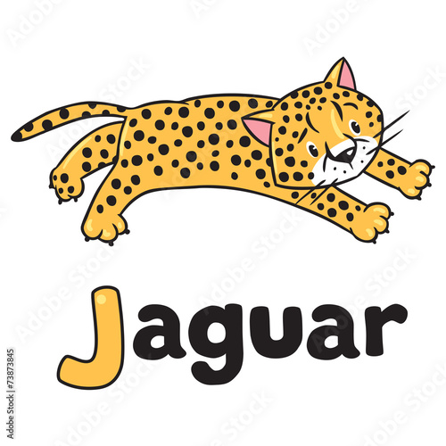 Little cheetah or jaguar for ABC. Alphabet J