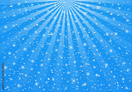 Blue Christmas Background with Rays & Snow