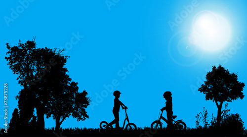 Vector silhouettes of children.