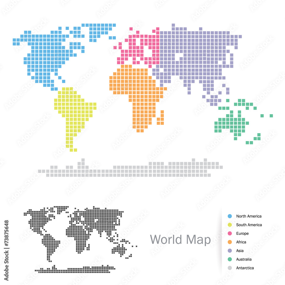 Squared World Continents map: