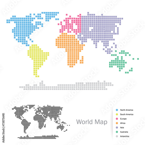 Squared World Continents map 