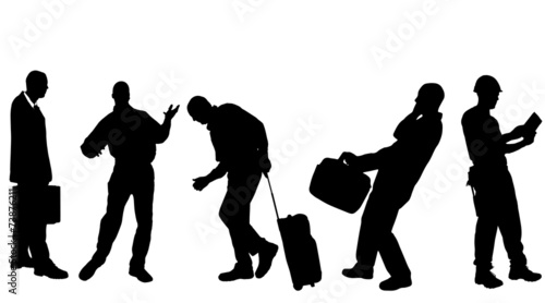 Vector silhouettes of different men.