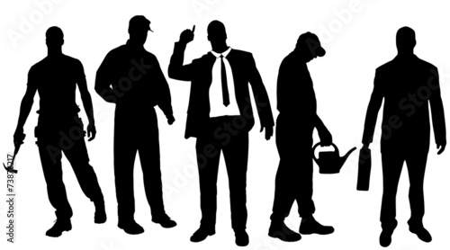 Vector silhouettes of different men.