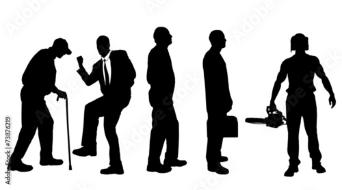 Vector silhouettes of different men.