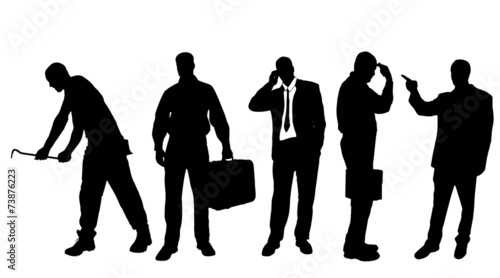 Vector silhouettes of different men.