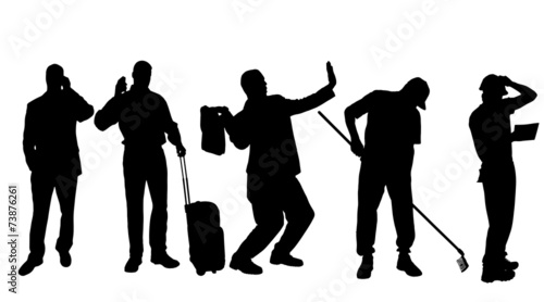 Vector silhouettes of different men.