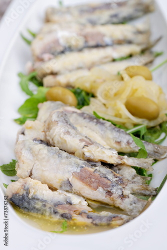 Tasty Marinated sardines with Mediterranean herbs