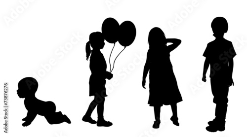Vector silhouette of children.