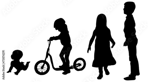 Vector silhouette of children.