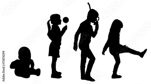 Vector silhouette of children.