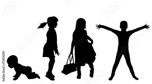 Vector silhouette of children.