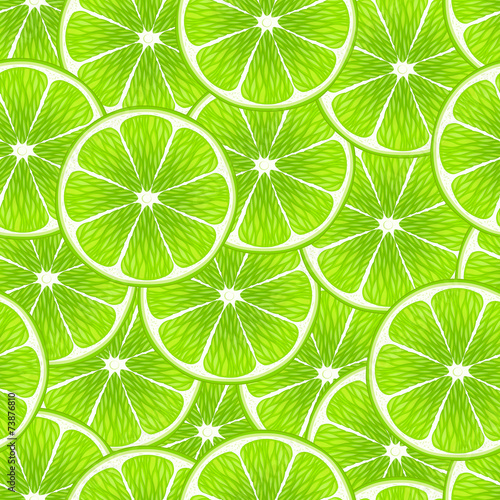 Green lime slices seamless background.