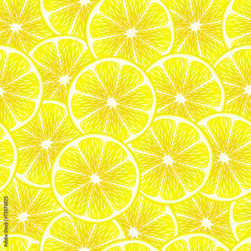 Yellow lemon slices seamless background.