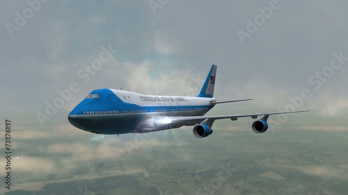 Airplane Boing Air Force One in fly - close up photo