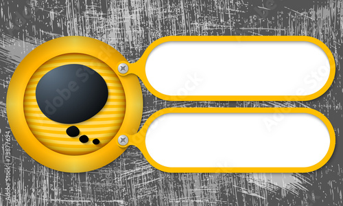 Yellow frames with speech bubble and scratched background