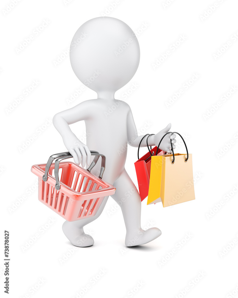 3D man with shopping bags and cart 3D man with shopping bags and cart