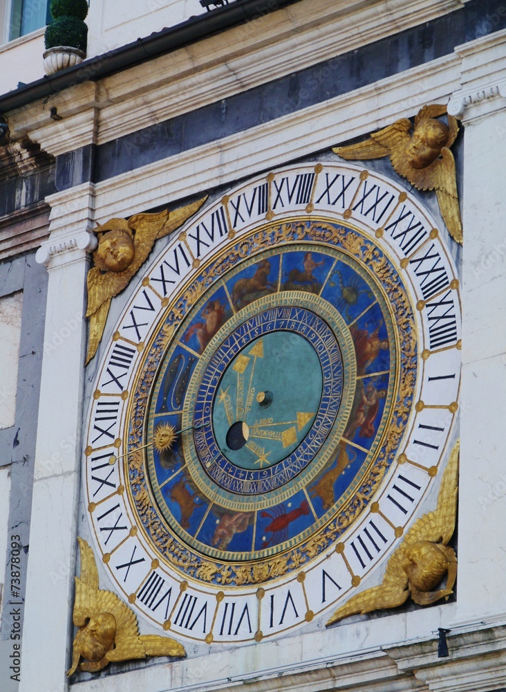 A historical  astronomical clock in Brescia in Italy