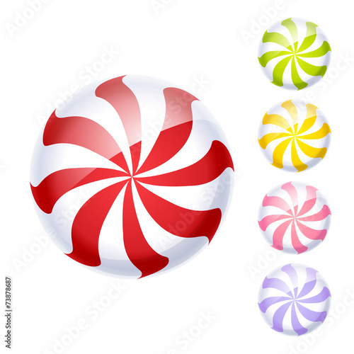 Set of colorful peppermint candies.