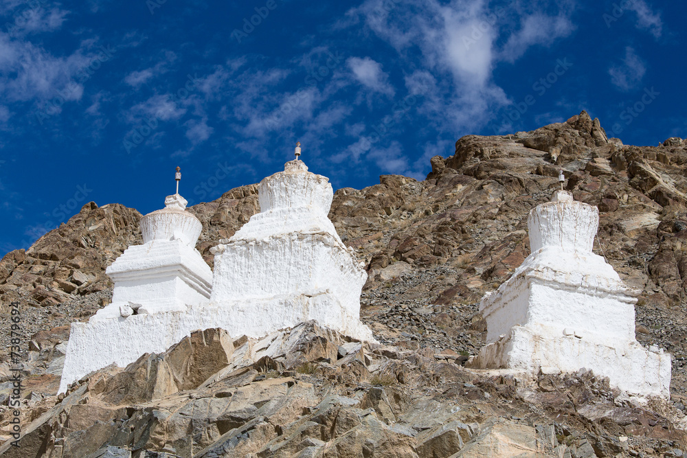 Tall Shanti Stupa in Leh, Ladakh, India