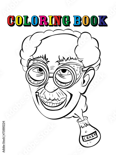 Coloring book crazy professor.