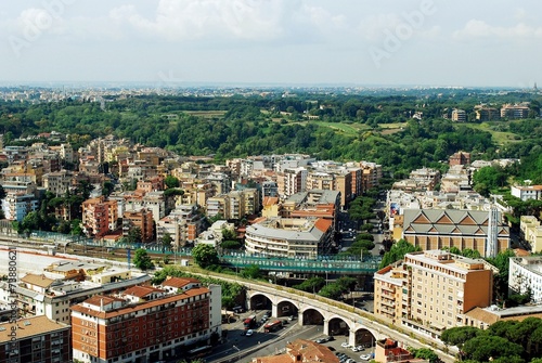 Fototapeta Naklejka Na Ścianę i Meble -  Aerial view of Rome city from St Peter Basilica roof