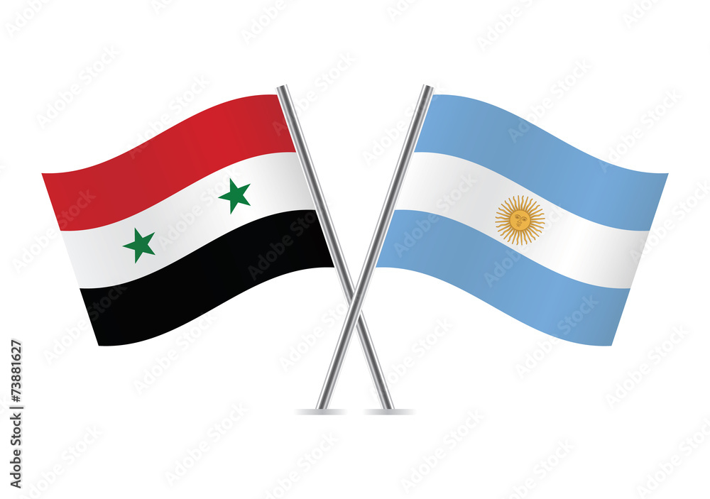 Syrian and Argentinian flags. Vector illustration. Syrian and Argentinian flags. Vector illustration.