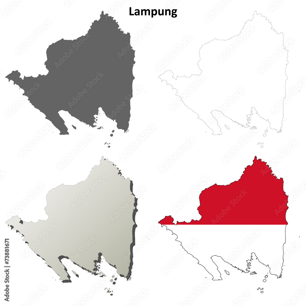 Lampung blank outline map set