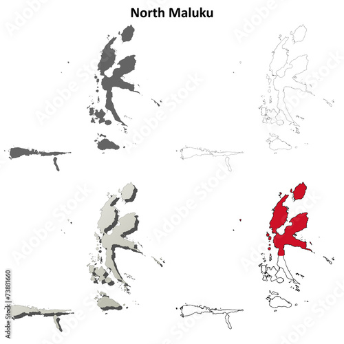 North Maluku blank outline map set