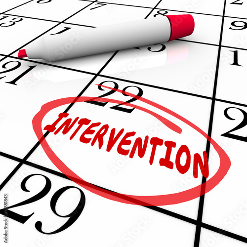 Fotografija Intervention Word Circled Calendar Help Addiction Treatment