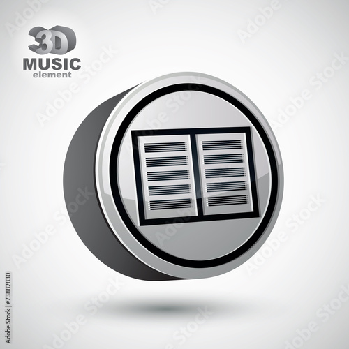 Music sheet vector icon iso...