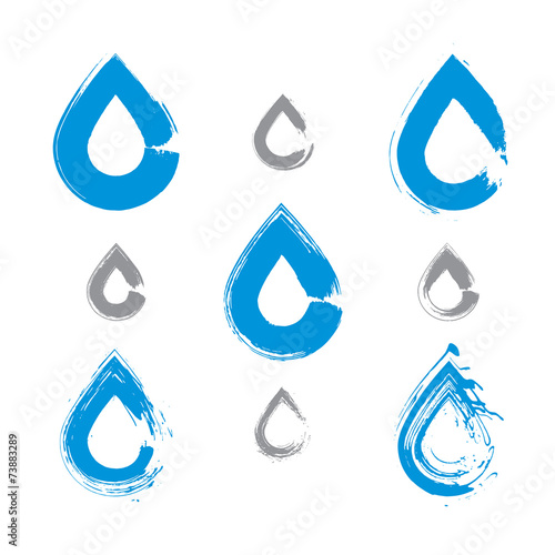 Set of hand-painted blue wa...