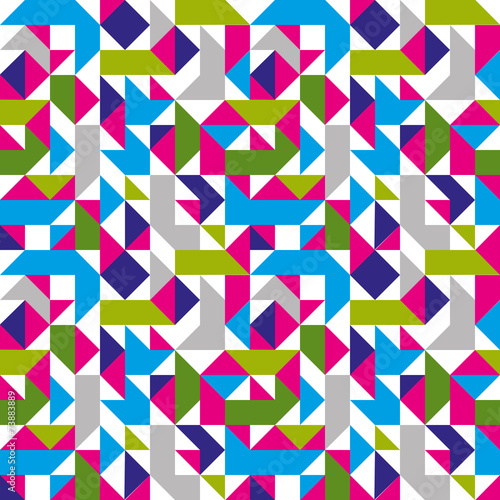 Bright seamless pattern with geometric figures, colorful mosaic